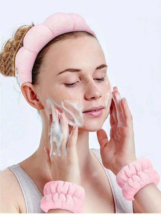 💅 Luxury Fiber Spa Headband & Wristband Set 💅