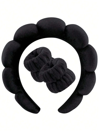 💅 Luxury Fiber Spa Headband & Wristband Set 💅